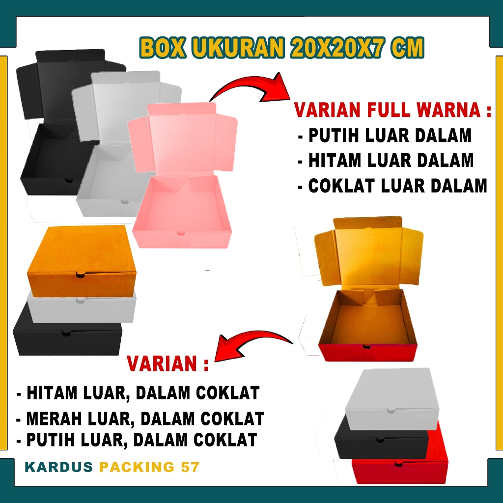 

(PAKET 10 PCS) Box 20x20x7 cm / Box Lipat Depan / Kardus Polos / Box Pizza / Box_Hampers