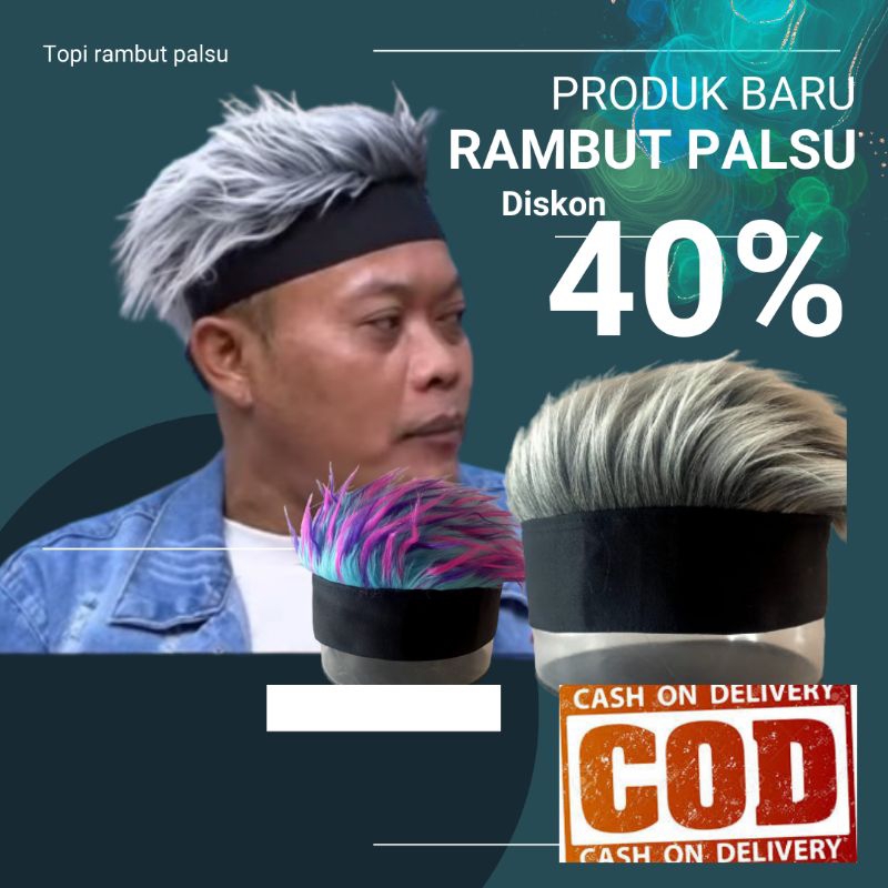 Wik topi rambut palsu bulu korea,  Rambut palsu pria , wik cosplay