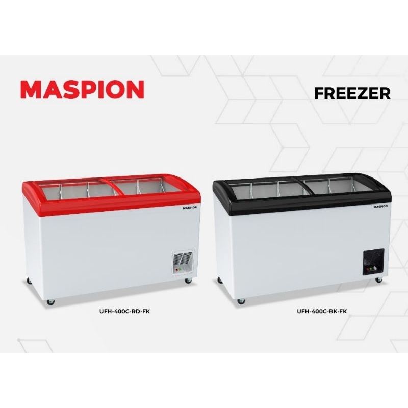 CHEST FREEZER BOX MASPION / UCHIDA UFH-400C FK SLIDING GLASS FREE 5 KERANJANG [400 L]