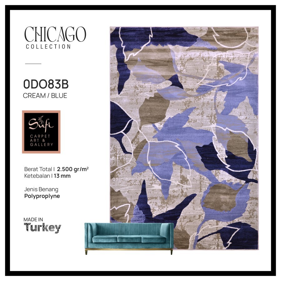 Karpet Minimalis Modern Chicago 120x170 Design Turki