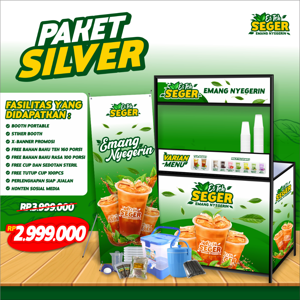 

PAKET SILVER KEMITRAAN ES TEH SEGER / PAKET BISNIS FRANCHISE ES TEH SEGER / PAKET BISNIS VIRAL ES TEH SEGER / PAKET FRANCHISE ES TEH VIRAL / PAKET KEMITRAAN ES TEH SEGER EKONOMIS