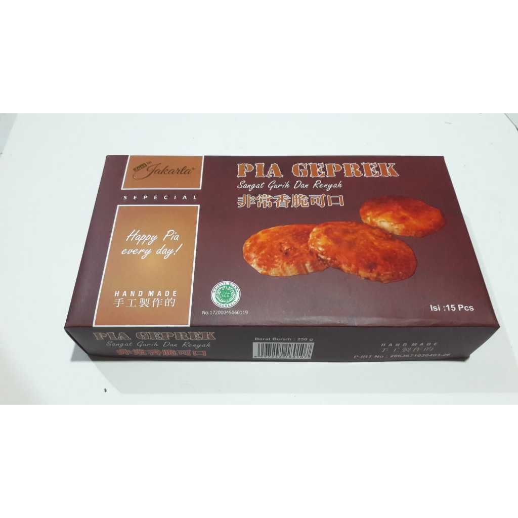 

Camilan Cemilan Pia Bakpia Geprek Just In Jakarta Oleh-oleh Khas Jakarta isi 15pcs