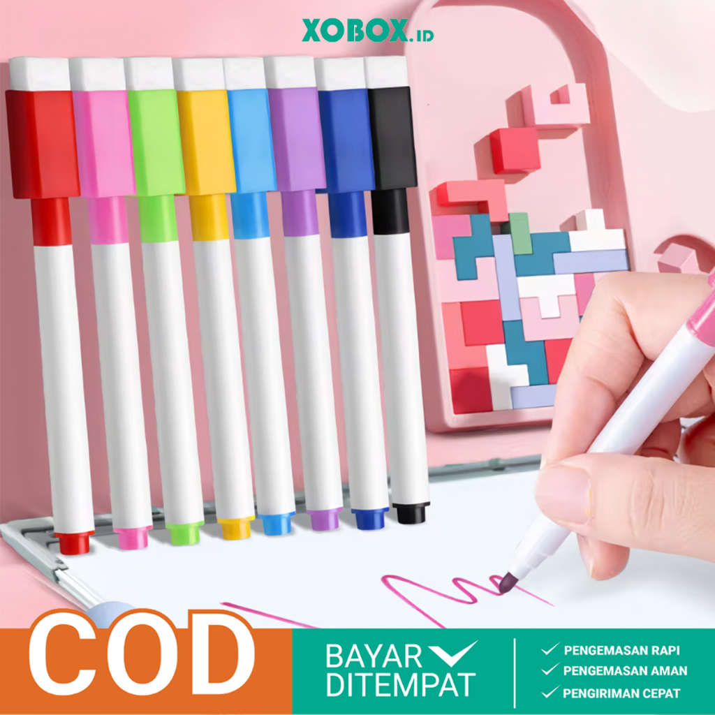 

Spidol Warna Warni Papan Tulis Dengan Penghapus Sepidol Mini Wipe & Clean ATK018