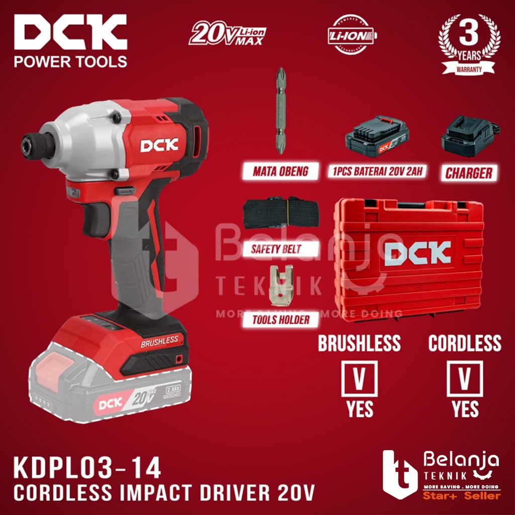 DCK Mesin Bor Obeng Baterai KDPL03‐14 AM 20V Impact Driver Cordless KDPL03-14AM