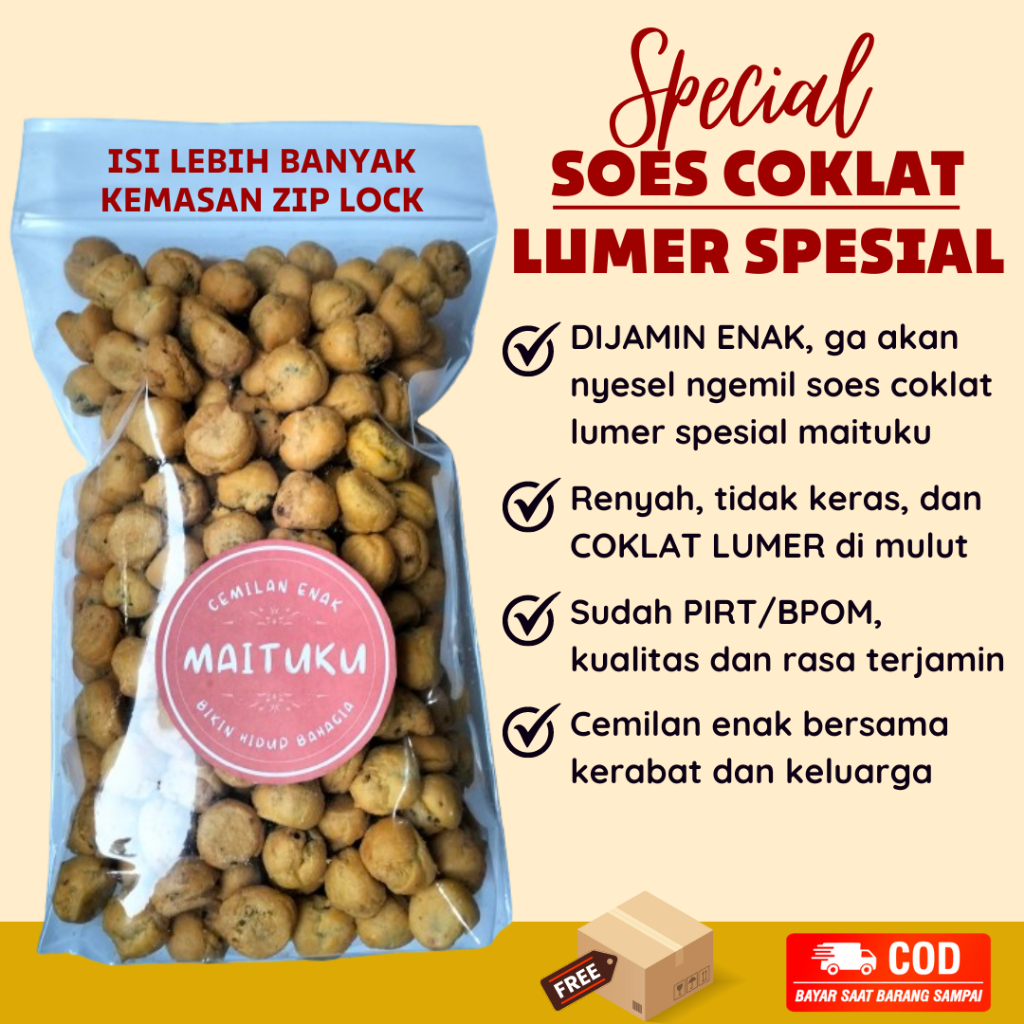 

Soes Coklat Spesial Lumer snack kiloan makanan ringan jajanan cemilan camilan pedas manis asin