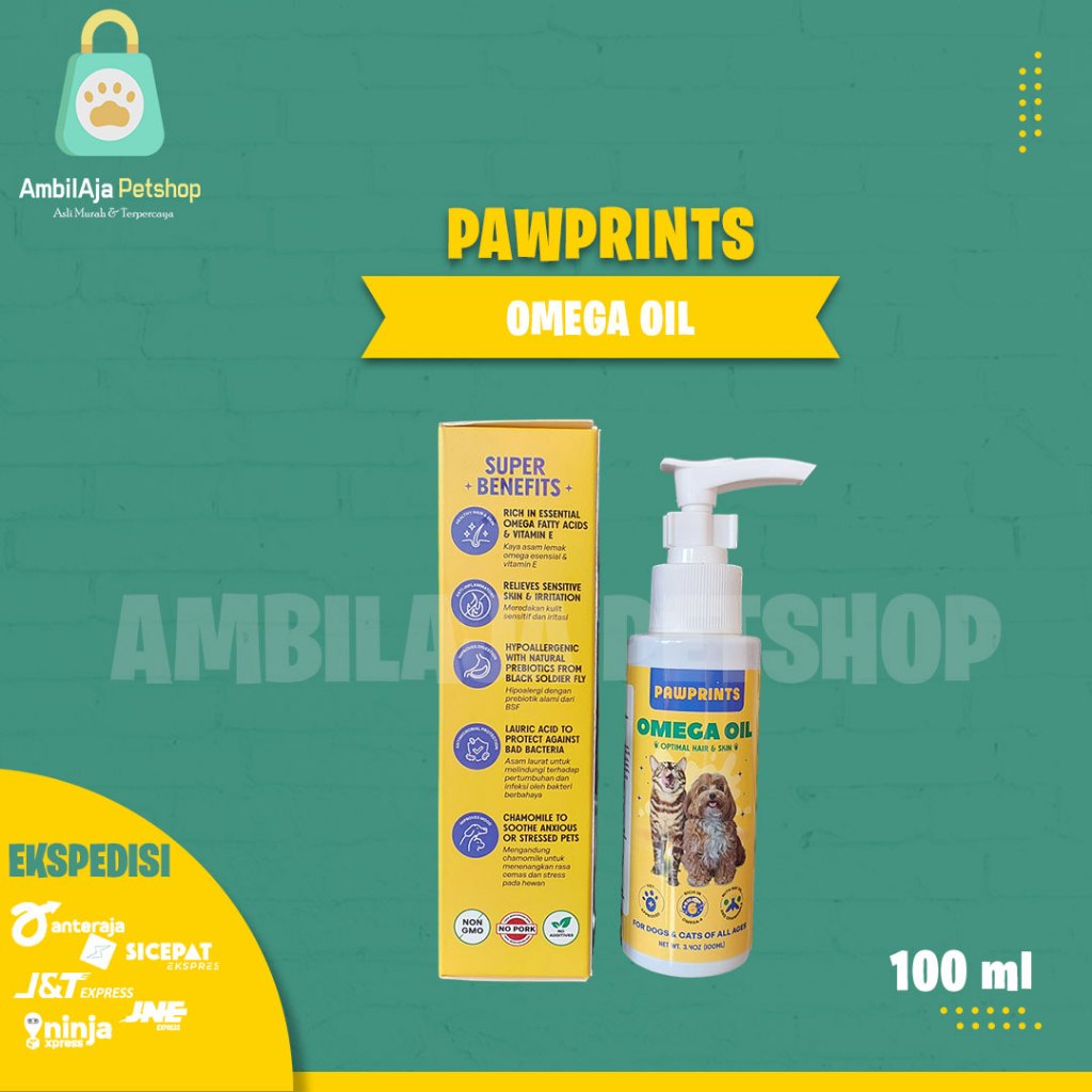 PAWPRINTS Omega Oil 100 ML Minyak BSF Vitamin Kulit Bulu Anjing Kucing Dog Cat No Salmon