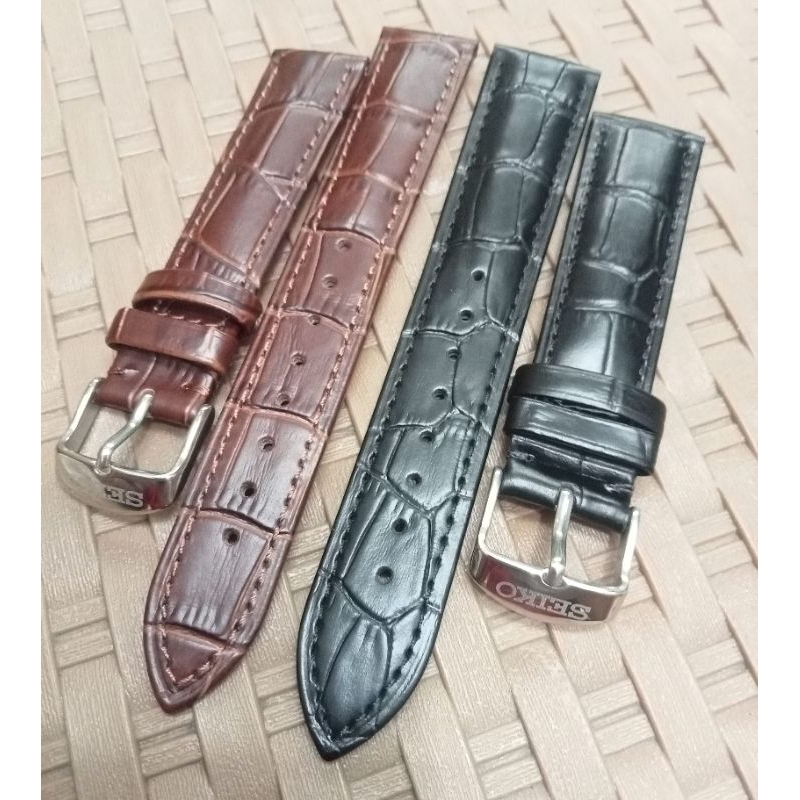 Strap Tali Jam Tangan Kulit Seiko sport Original Seiko logo
