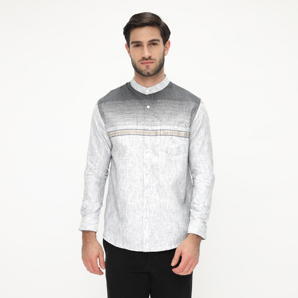 Vanfive Kemeja Pria Koko Panjang Abu Silver D1003