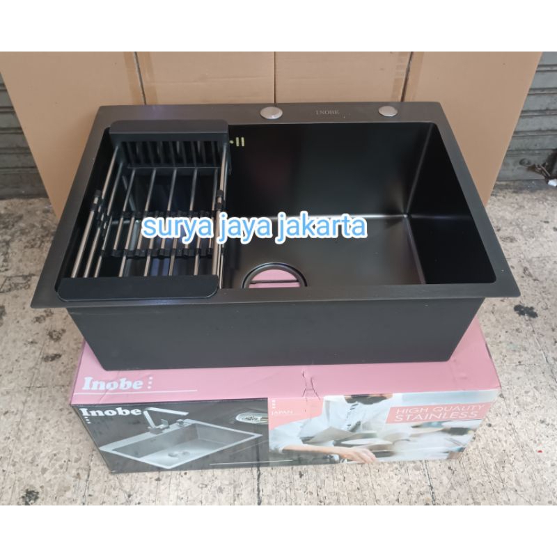 kitchen Sink inobe 5243 Black  / kitchen sink Inobe 52 cm hitam tirisan tarik / Kitchen sink inobe 5