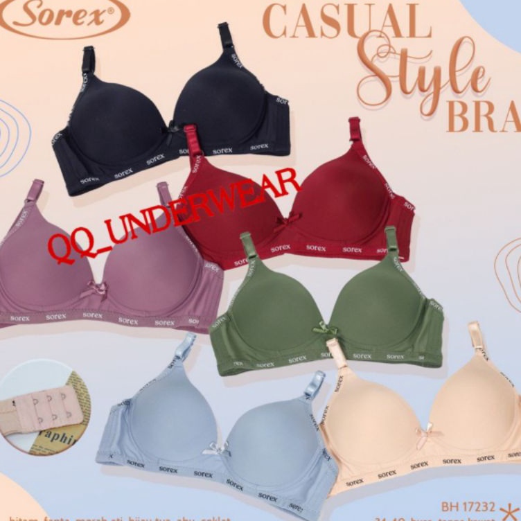 KODE W97D Bra Sorex 17232 Bh Sorex Tanpa Kawat Busa Tipis Cup Sedang Size 344 Kait 2 Terlaris  BH So