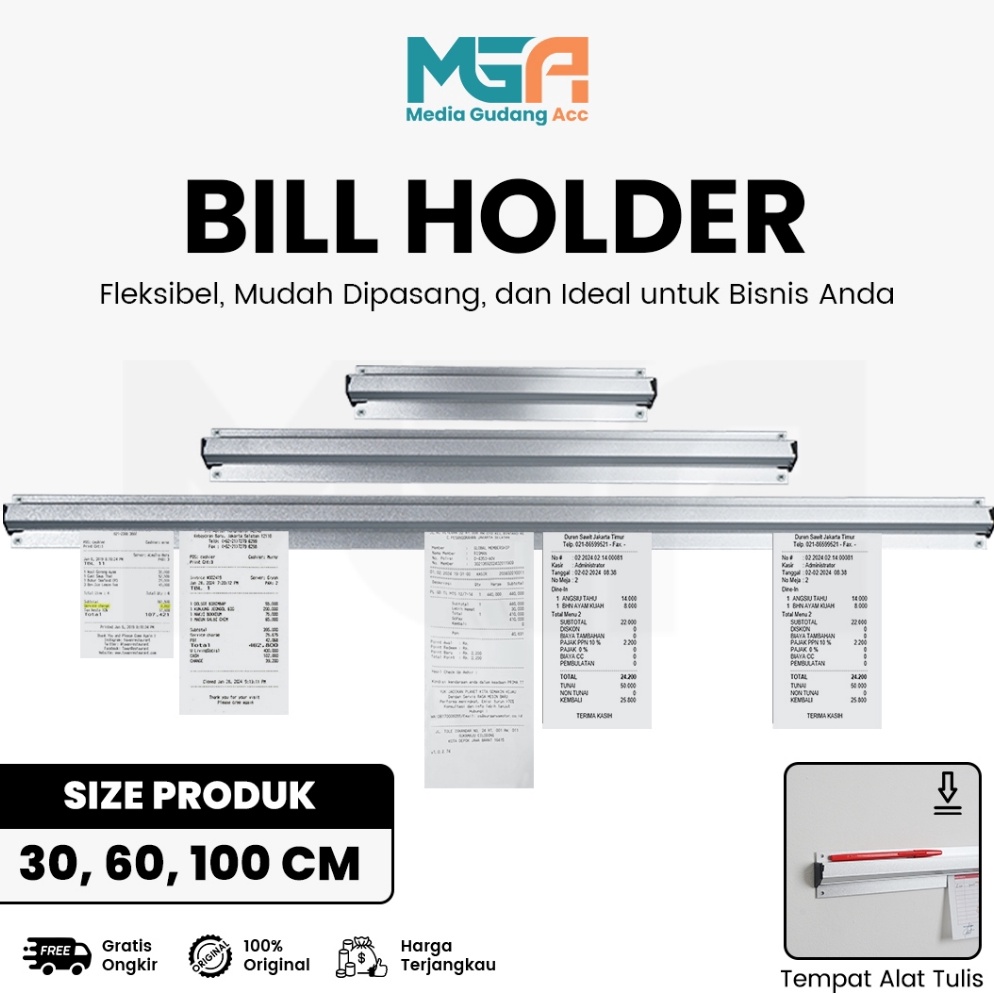 

BILL HOLDER CAPITAN NOTA STAINLESS RECEIPT HOLDER PENJEPIT KERTAS BON BILL l E7L2