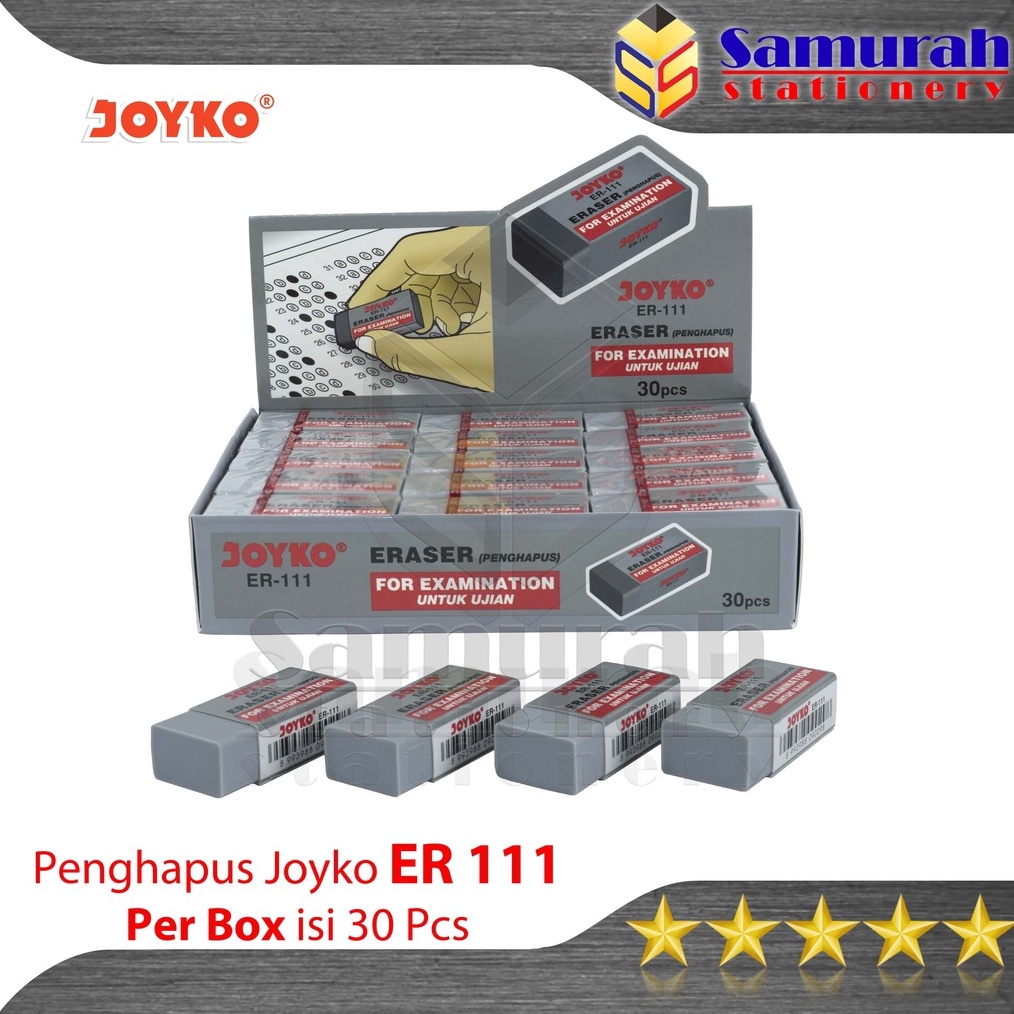 

Penghapus Pensil Joyko ER 111 Abu Untuk Ujian 1 Box isi 3 pcs Stip Eraser ER111 For Exam Hapusan ER111 c I2S7