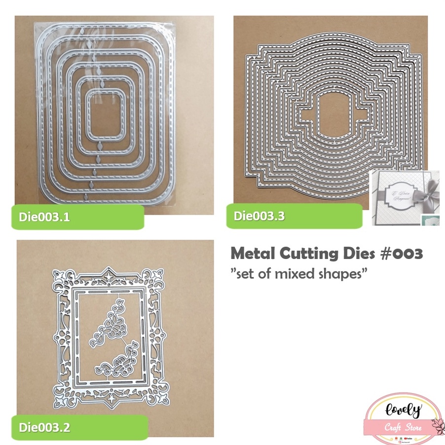 

Metal Cutting Dies 3 Mixed Shapes Cetakan Stensil Metal Stencil untuk bahan mahar journal scrapbook etc u A5V7