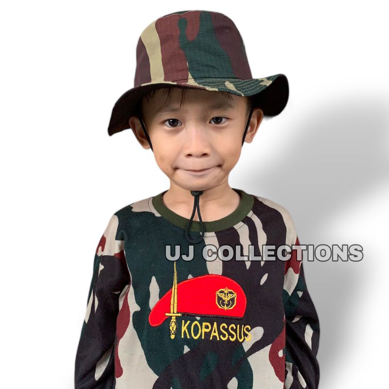 TOPI RIMBA ANAK TENTARA LORENG KOPASSUS / TOPI ANAK MODEL RIMBA / TOPI ANAK OUTDOOR LORENG ARMY KIDS