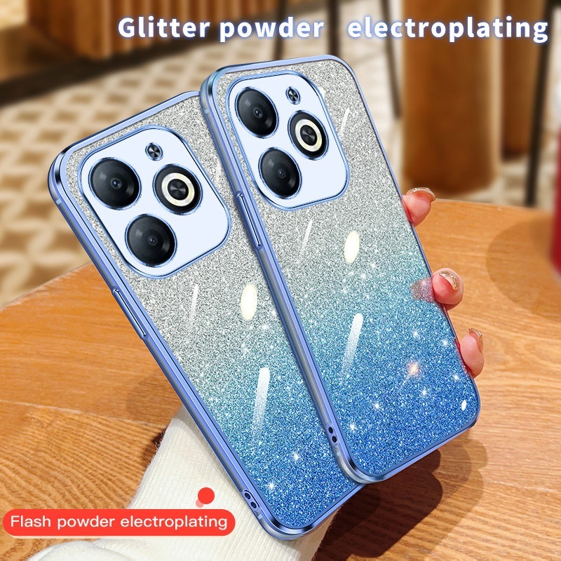Soft Case Tecno Spark 20 Pro 20c Go 2024 Luxury Gliter Tpu Silicon Plating Clear Premium