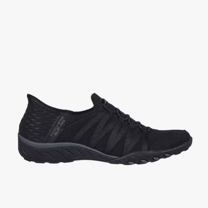 SKECHERS SLIP INS BREATHE EASY WOMEN'S CASUAL SHOES - BLACK