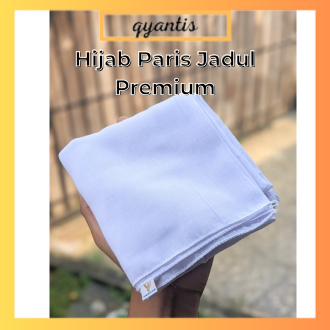 Kerudung Segiempat model Paris Polos Jadul bahan premium warna putih