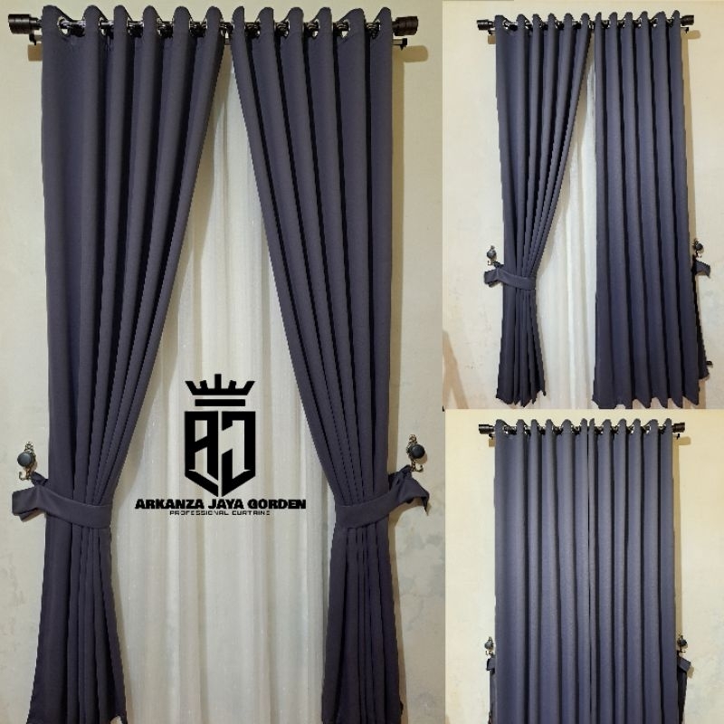 gorden jendela minimalis bahan kain blackout polos tinggi 3meter