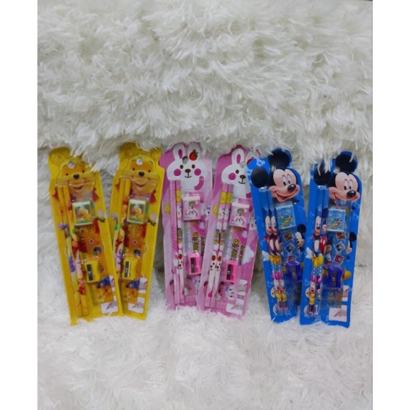 

Pensil set Isi 2 pc + penghapus + peruncing Promo Motif random☺️ RR