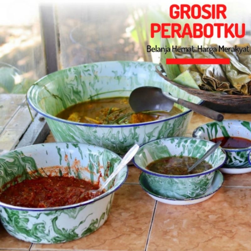 Baskom Lurik Jadul Enamel Besar 42cm 40cm 30cm Waskom Blirik Mangkok Sekar Loreng Vintage Baskom Haj