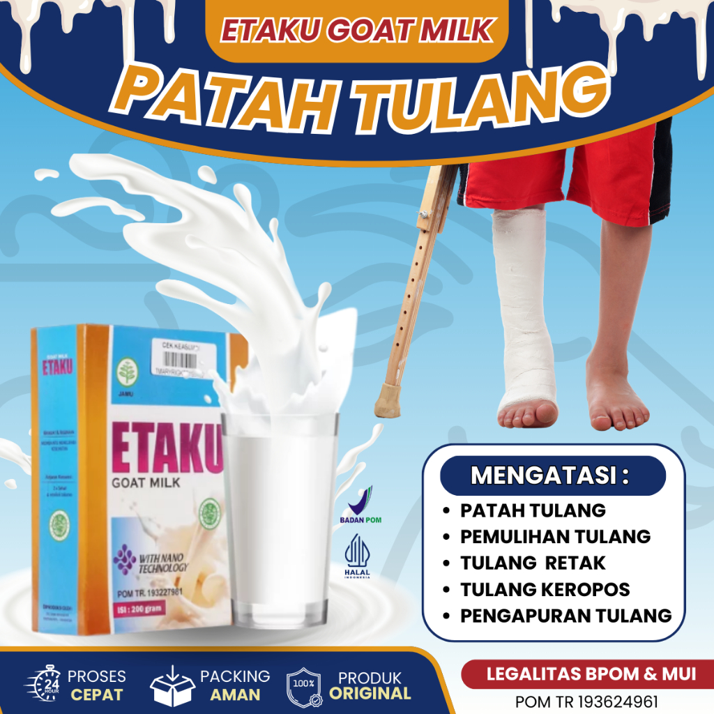 

Etaku High calcium Atasi Patah Tulang, Multivitamin Untuk Pemulihan Tulang Cidera, Tulang Retak, Tulang Keropos, Pengapuran Tulang, Pemulihan Patah Tulang, Cedera ACL, Tulang Linu, Sakit Lutut Untuk Pria Dan Wanita Semua Usia - Etaku Goat Milk 100% Origin