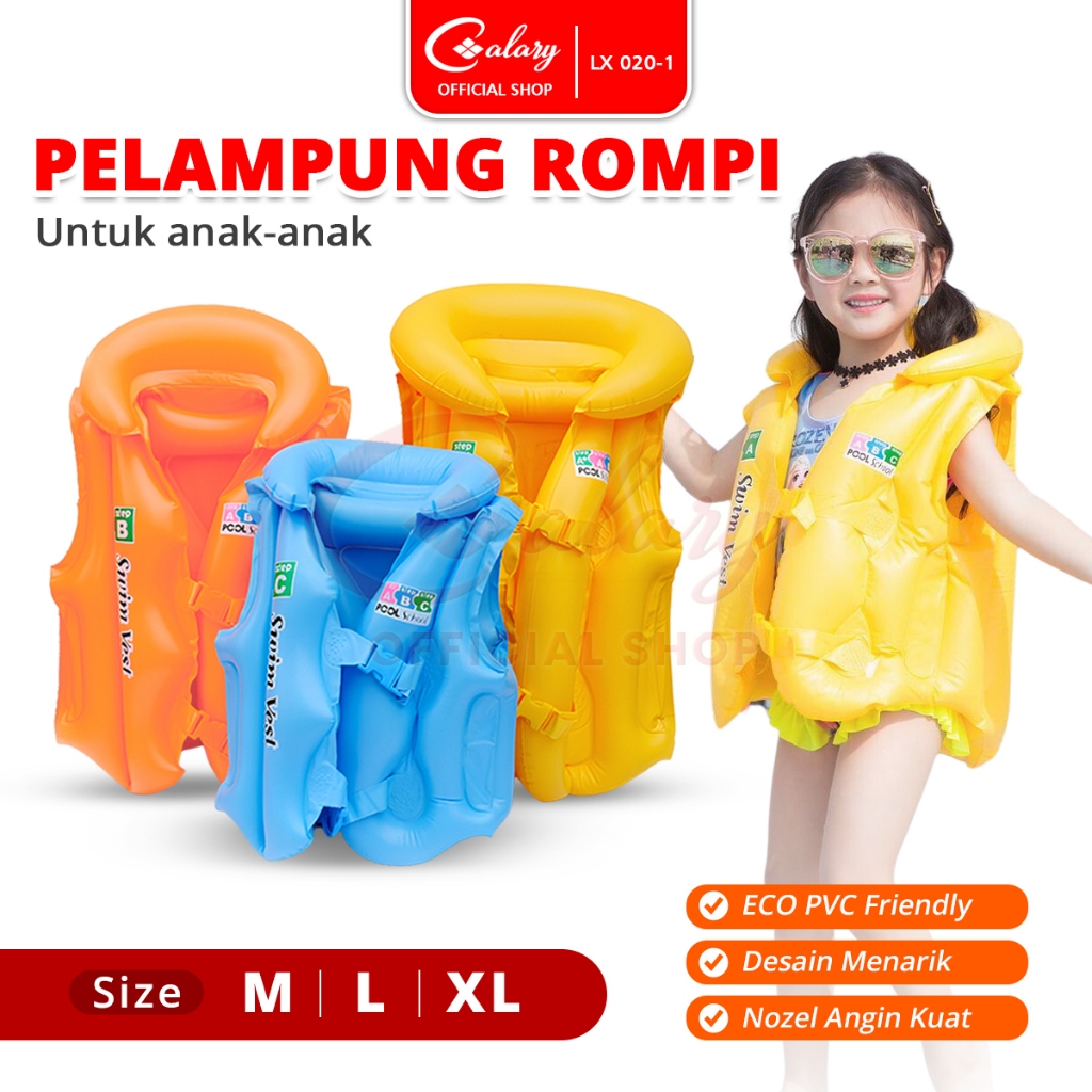 CALARY Pelampung Renang Jaket Rompi Size M L XL Anak Step ABC Pool School Swim Vest Ban Life Air 020