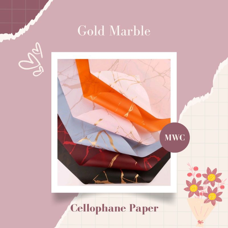 

[❗Wajib Beli Paper Core] Cellophane Paper Gold Marble