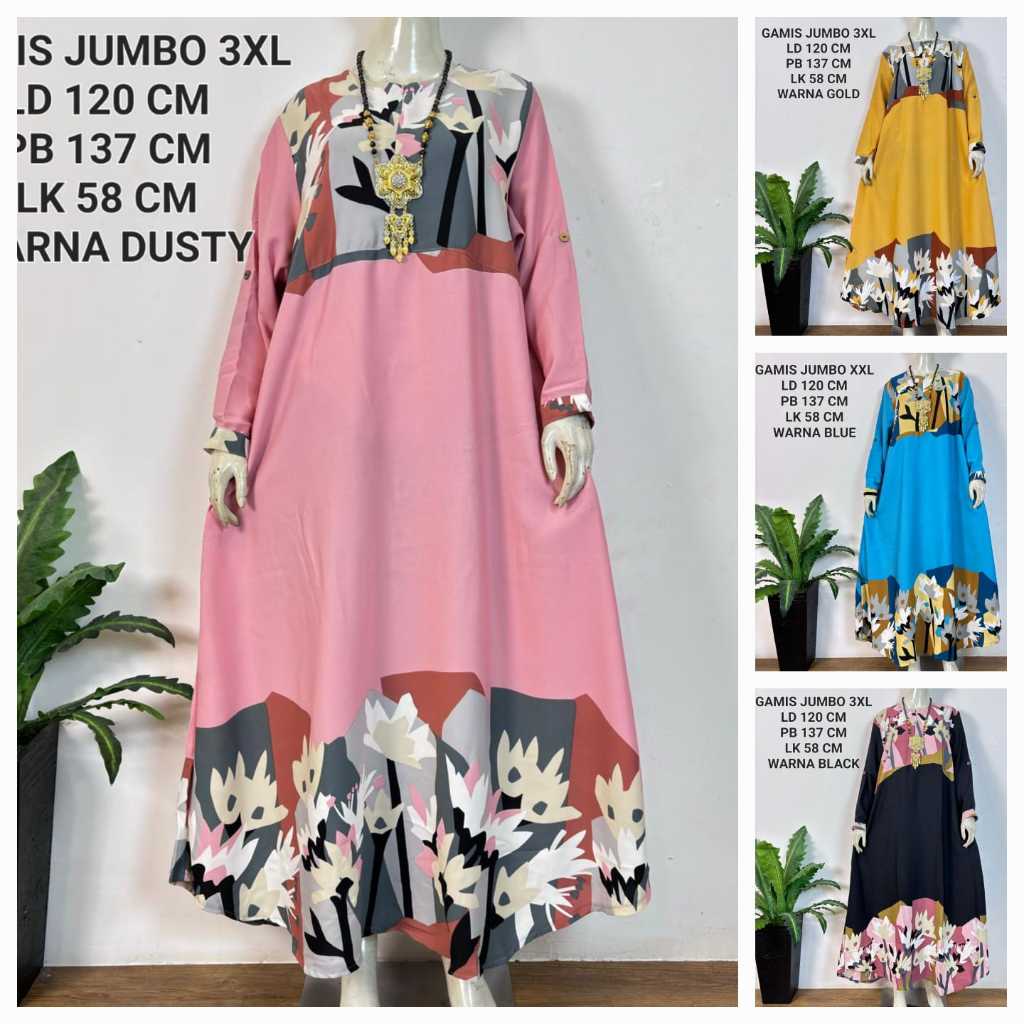 Gamis Jumbo Ld 120 Cm Motif Abstrak Kekinian