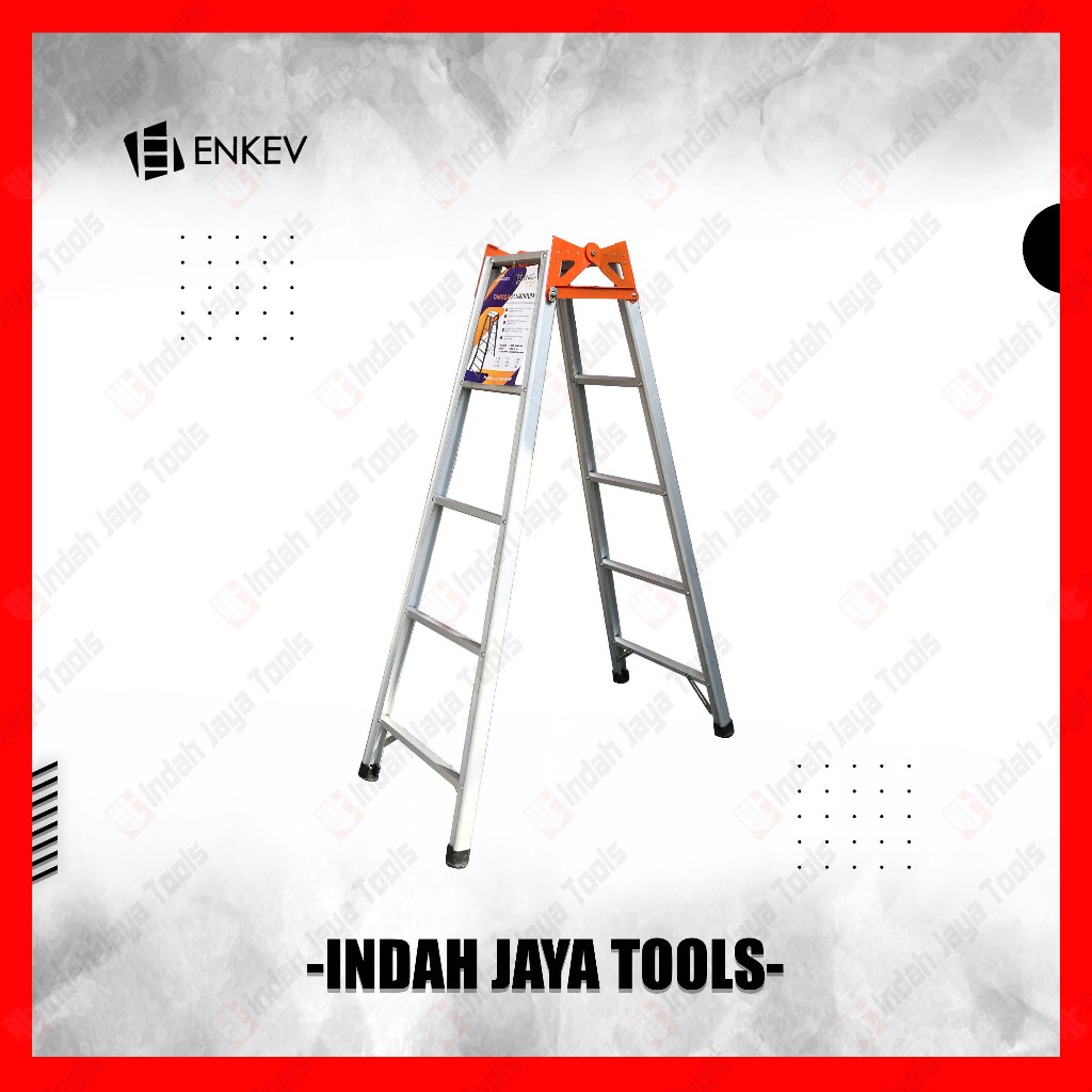 ENKEV Tangga ALUMUNIUM 5 Step 150 cm - Tangga Lipat Rumah Ladder Aluminium