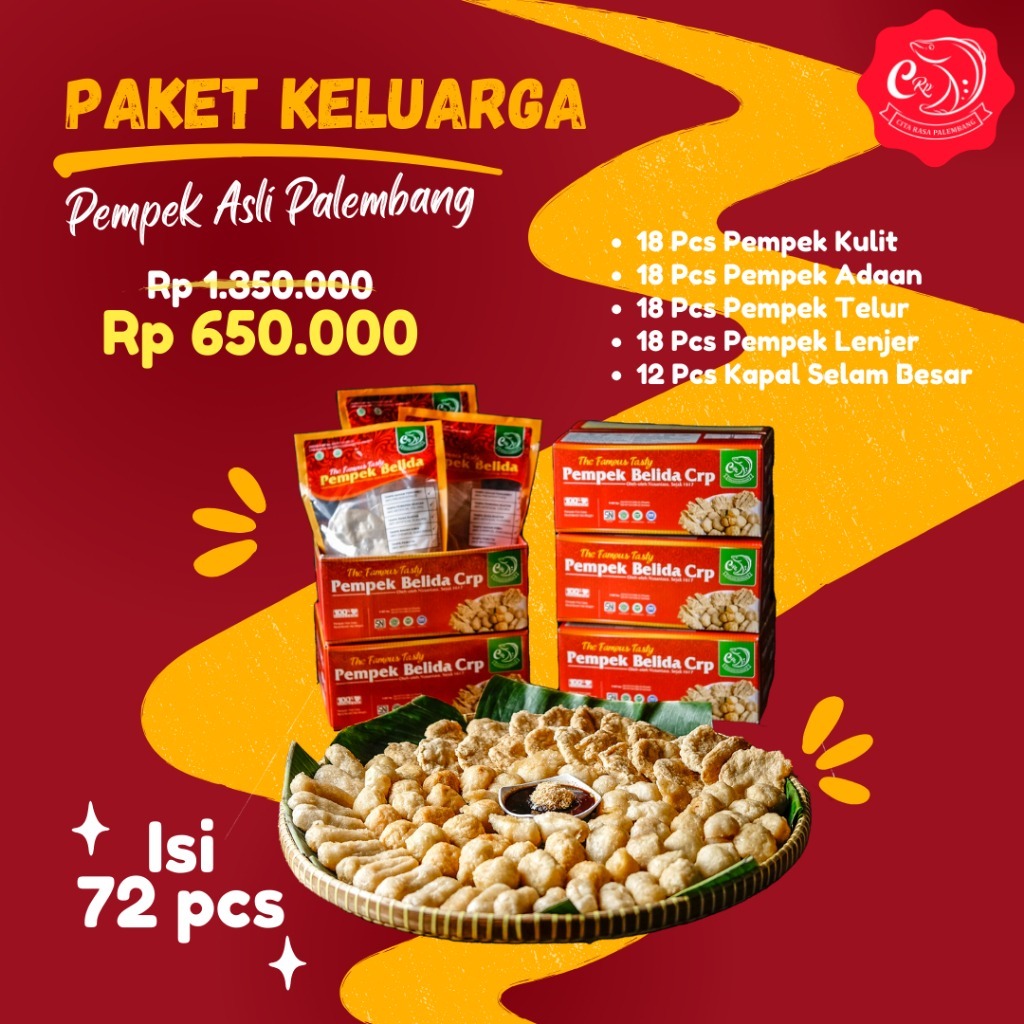 

Pempek Asli Palembang - Pempek Crp (Paket Keluarga Isi 72 pcs)