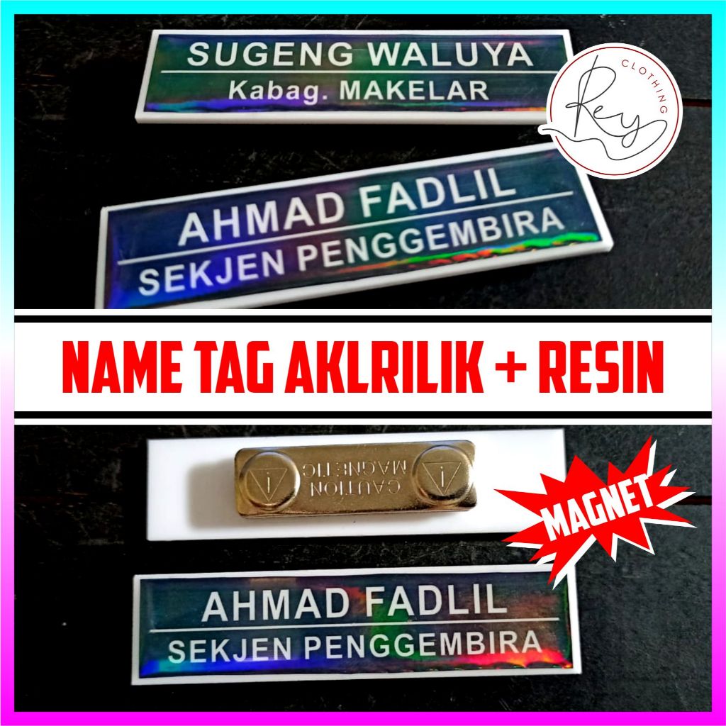 

NAME TAG CUSTOM AKRILIK + RESIN MAGNET - REY CLOTHING
