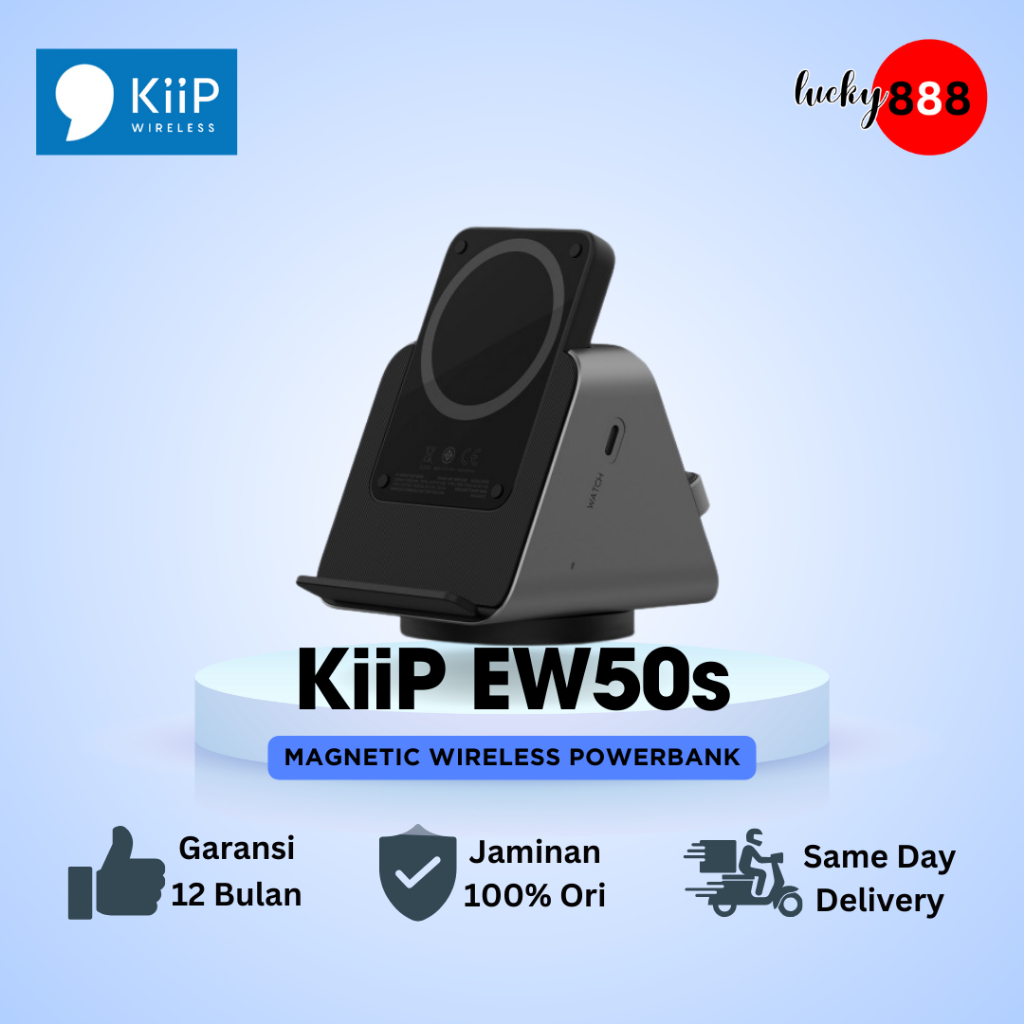 KIIP WIRELESS EW50S MAGSAFE POWER BANK WIRELESS CHARGING BASE 3IN1 PD - Hitam
