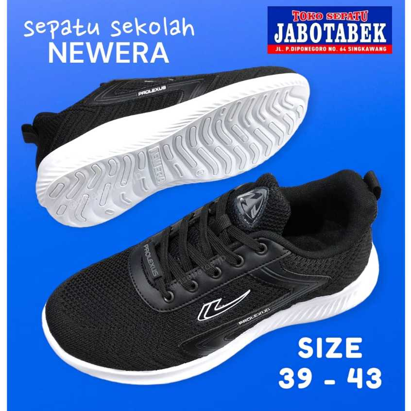 [COD] sepatu sekolah anak NEW ERA bertali hitam putih size 39 40 41 42 43 / sepatu sekolah tali anak