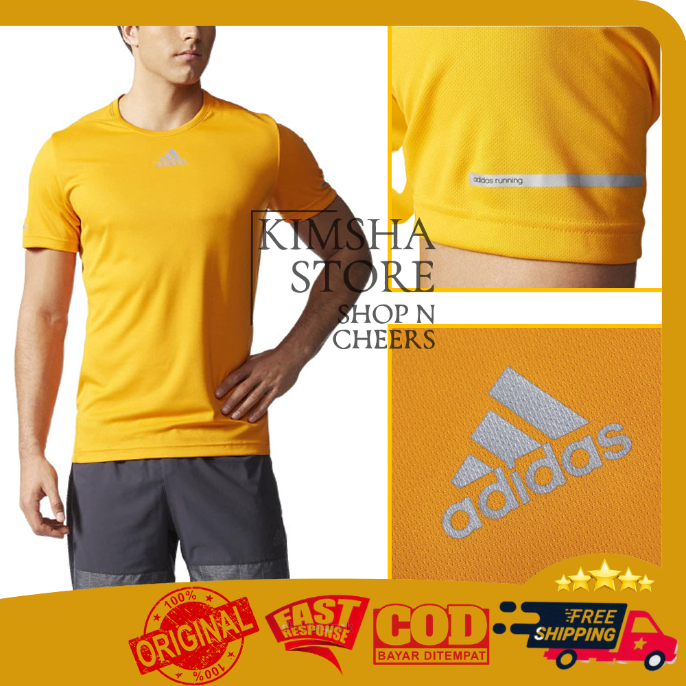 Kaos Adidas Run Tee Pakaian Baju Casual Olahraga Running Fitness Gym Pria Kasual Ori