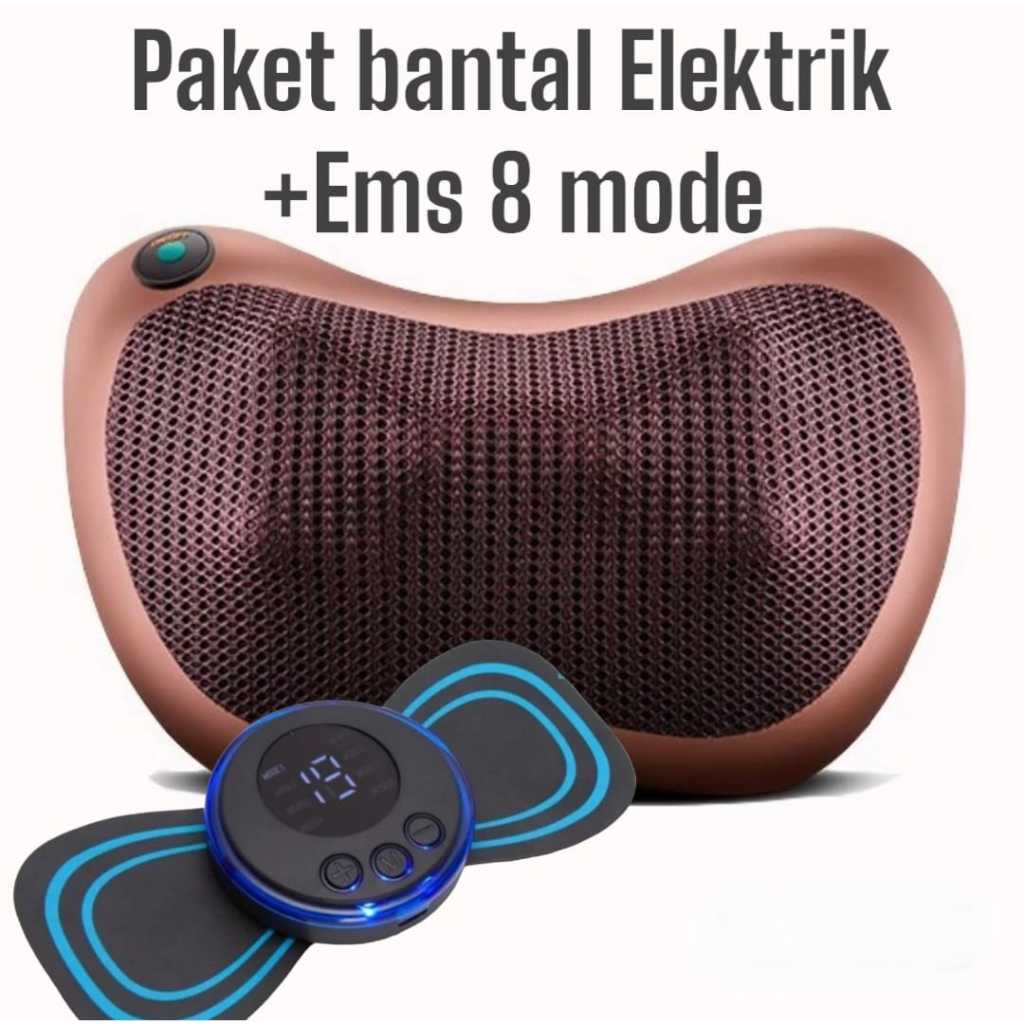 PROMO PAKET Bantal Pijat 8 Bola Car and Home Massage Pijat Leher + EMS pijat leher 8 mode