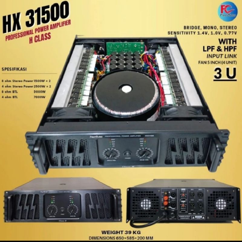 Power Balap firstclass HX 31500 hx31500 tebal 3U 5000 watt 8Ohm