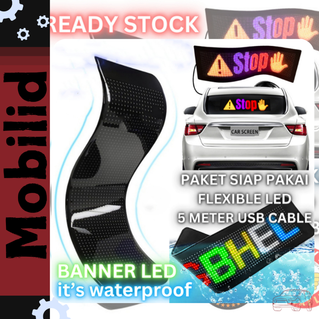 Moving Mini Signboard RGB light LED Screen Display strip mobil RGB light Bluetooth USB PNP