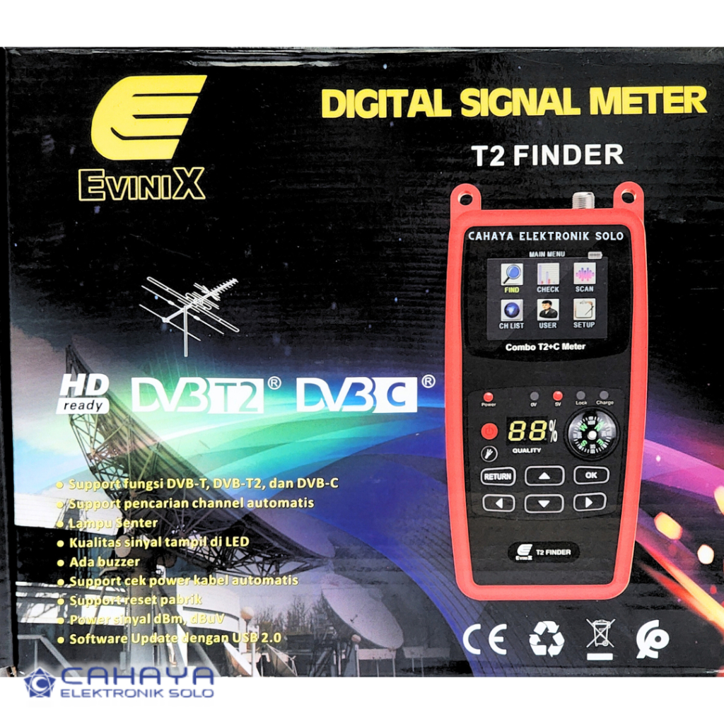 Digital Signal Meter Evinix DB Meter DVBT2 T2 Finder DVBC Kabel TV Digital CATV