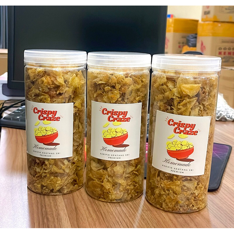 

Keripik Kentang Ebi Premium Crispy Craze 1300ml 250g