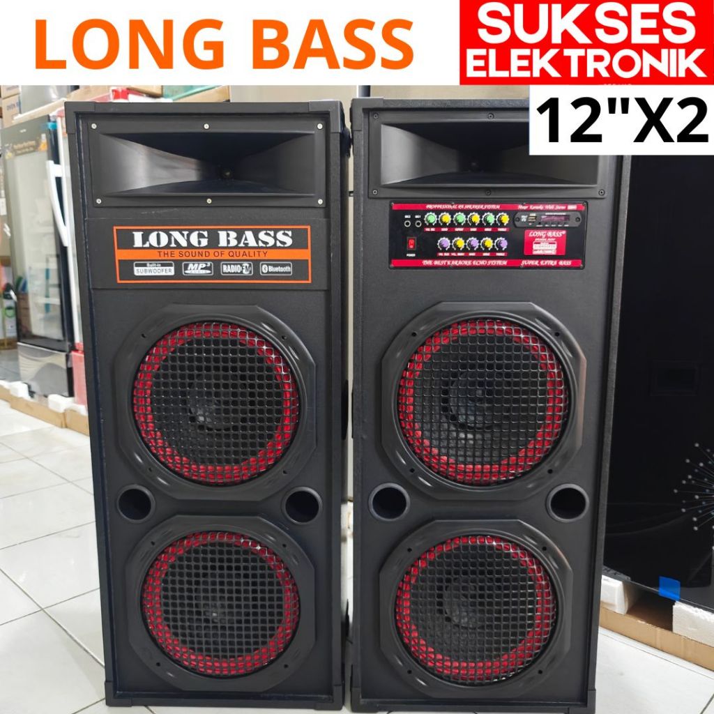 SPEAKER AKTIF 12 IN DOUBLE MASTERBASS / SALON BLUETOOTH BT MEMORY USB MP3 12 X 2