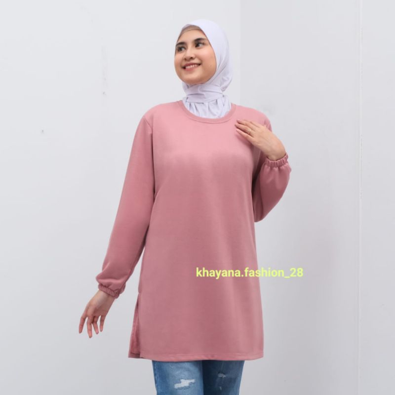 RECOMMENDED Kaos tunik wanita Lengan panjang kaos tunik lengan panjang POLOS 2025