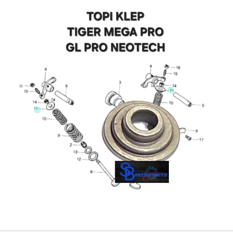 TOPI KLEP RETAINER VALBE SPRING CB100 GL 100 GL 125 SERIS TIGER MEGA PRO LAMA PRIMUS GL PRO NEOTECH 