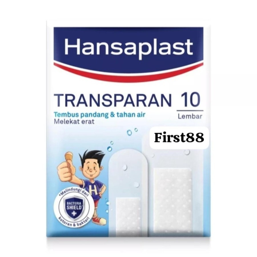Hansaplast Plester Transparan Kedap Air - 10pcs (8 Standar + 2 Jumbo)