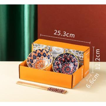 Gift set mangkok keramik jepang isi 2 + sumpit / SOUVENIR MANGKOK SET ISI 2 MANGKOK KERAMIK