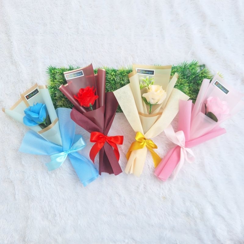 Buket bunga artifasial 1 tangkai | buket bunga mawar 1 tangkai | buket bunga wisuda | buket bunga ha