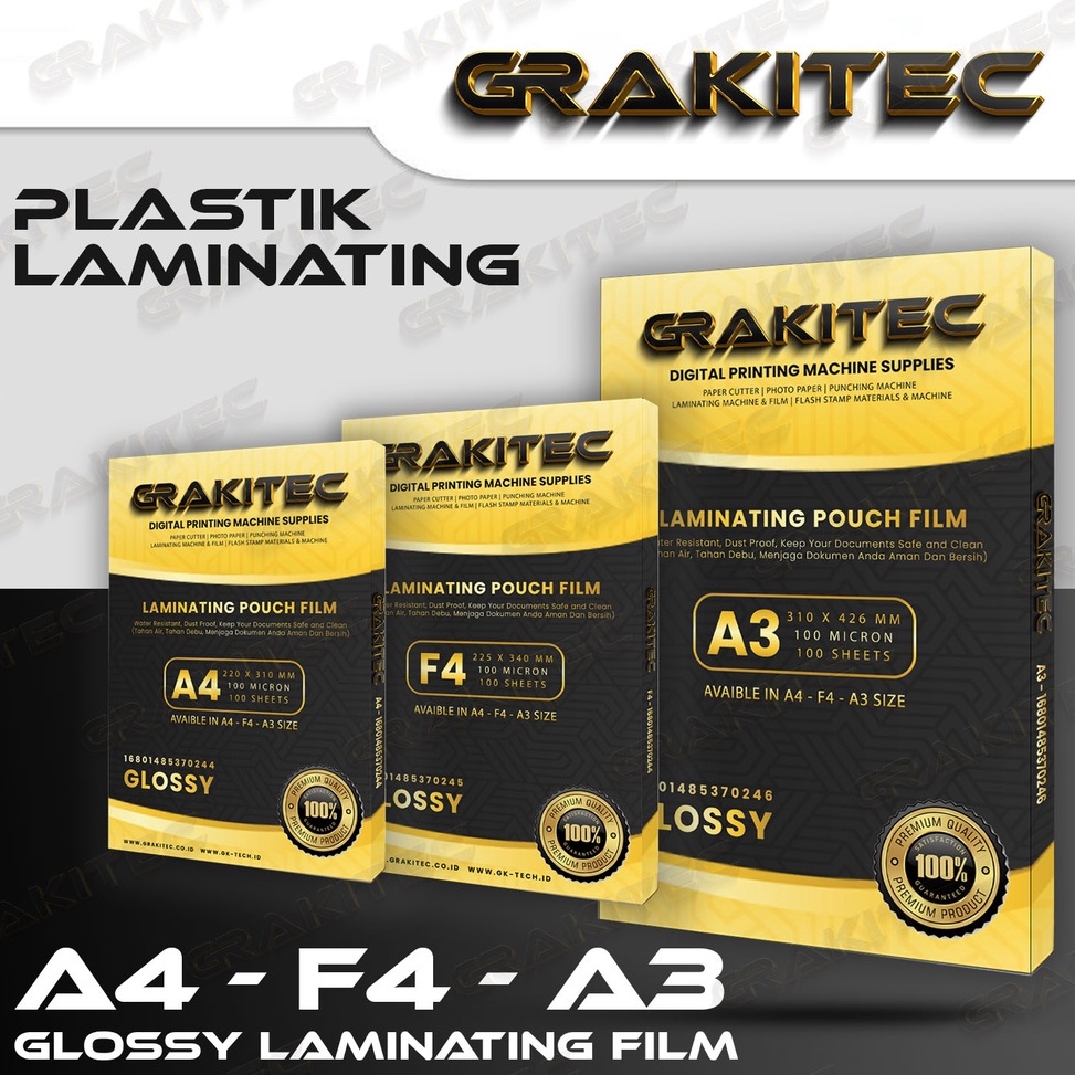 

KODE O14V Plastik Laminating FIlm F4 A4 Glossy 1 MICRON 1 PCS Grakitec