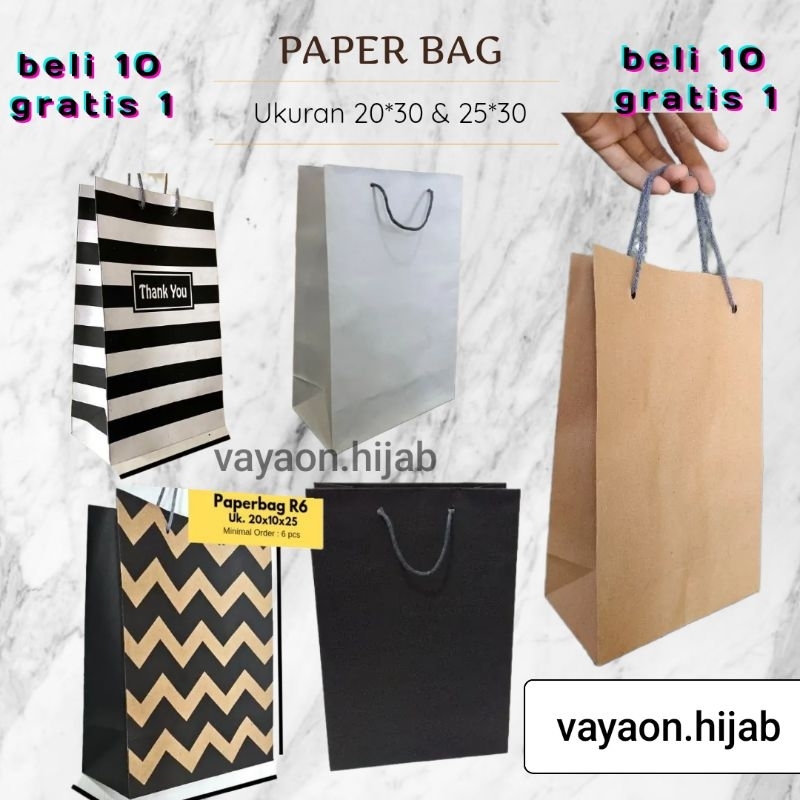 

Paper Bag 20x10x30cm dan 25x10x30 Totebag Kado Besar Premium Polos Murah / Paperbag Tas Kado Kertas Polos Coklat Hitam Putih Zebra Zigzag R6