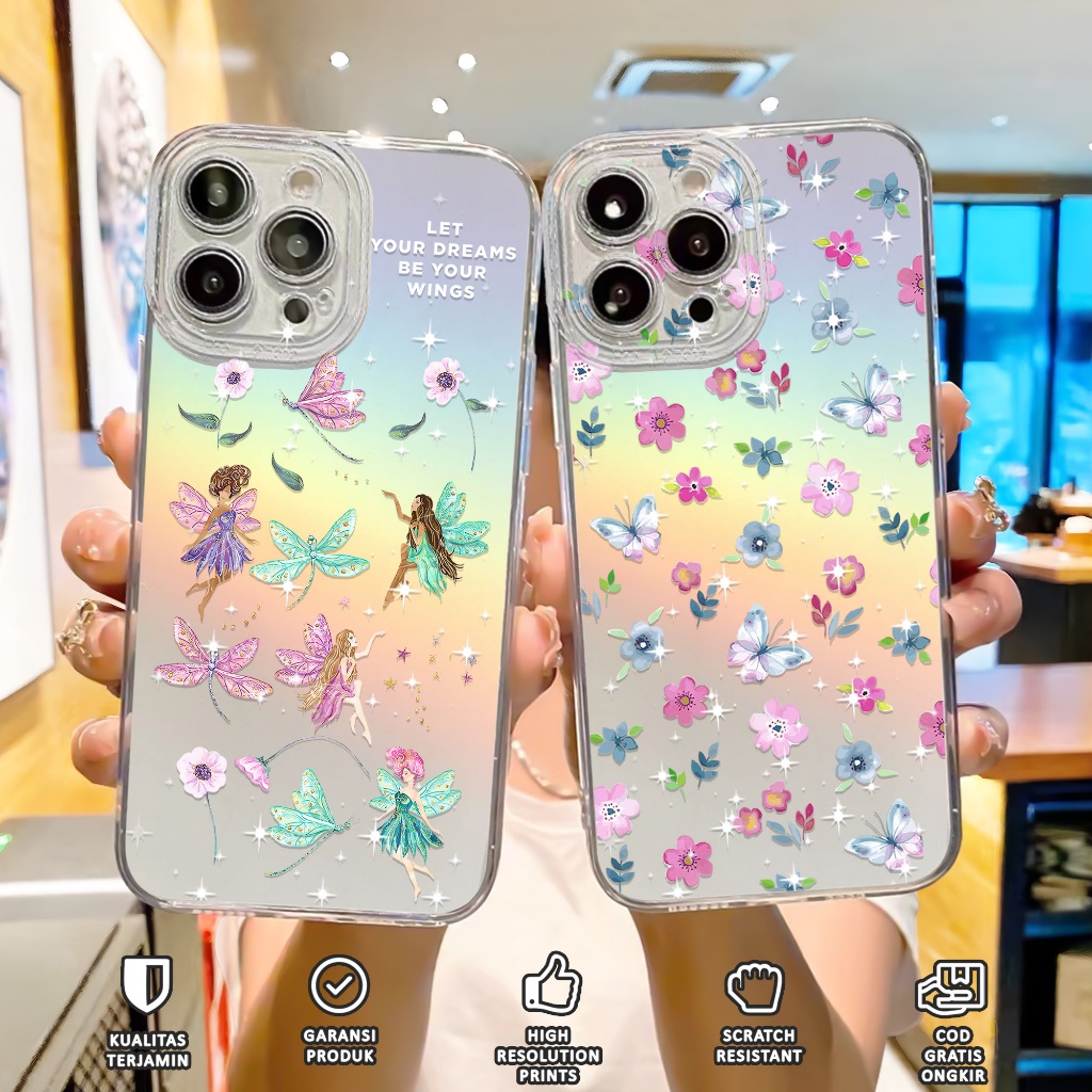Case Hologram OPPO A5S A11K A12 A7 A15 A15S A57 A77S A58 4G Motif ( FAIRY ) Softcase Hologram Bening