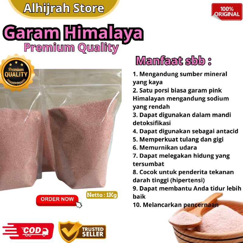 

HIMALAYAN PINK SALT / HIMSALT / GARAM HIMALAYA 1 Kg / Garam Himalaya Asli