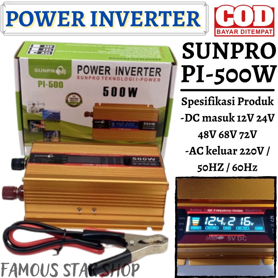 KODE S95D Inverter Power DC To AC 5 Watt Sunpro Pl5 With USB 5V  Power Inverter 5 Watt Sunpro Pl5FMS